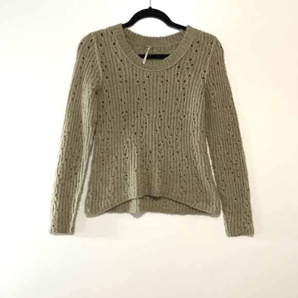 Free People Pointelle High Low Sweater Wool Small - Picture 1 of 10